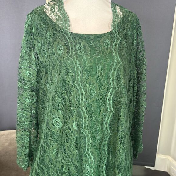 Women’s Green Lace & Chiffon 3 Piece Formal Pant Suit Mother of the Bride 16 NEW - Picture 2 of 15